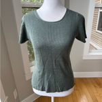 Vintage Country Shop Olive Green Waffle Knit 100% Silk Short Sleeve Baby Tee S Photo 6