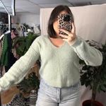 Free People V-Neck Knit Pullover Sweater Light Blue Size Small Photo 1