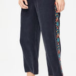 BODEN Tamara Embroidered Drawstring Loose Trousers Floral Pineapple 14 Boho Flow Blue Size 14W Photo 0