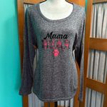Let’s Get Cozy Mama Bear Long Sleeve comfy tee Top Gray Size L Photo 0