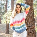 Feat BlanketBlend Hoodie‎ Pullover Sweatshirt Women's Large Sunset Lover NWT White Photo 5