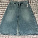 Old Navy Blue Gold Midi A-Line Skirt with Slit Photo 0