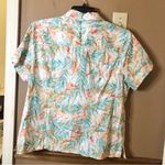 Chico's Chico’s bamboo Tropical Leaf Print button front shirt blue 3 Large Photo 1