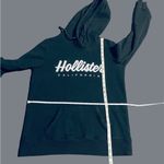 Hollister  Hooded Black Logo Sweater Small Long Sleeve Pullover Photo 3