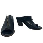 Frye Izzy Zip Moto Mule Heels Leather Open Toe Black Size US 9.5 Photo 1