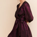 ModCloth Your Time to Shine Purple Metallic Wrap Mini Dress Tie A Line Party M Size M Photo 0