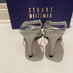 Stuart Weitzman  Strappy Silver Metallic Fabric Dress Heels Photo 5