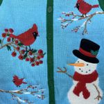 Merry Christmas Woman's Sweater Vest V Neck Cardinal Button Down Size Small Photo 1