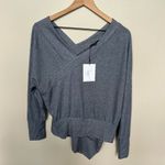 Stella & Dot  Asymmetrical Ribbed Double V Sweater NWT Chambray Blue Grey Small Photo 5