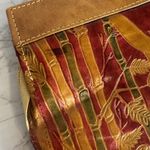 Valerie Leather Clutch Bag Womens Large Tan Multicolor Jaguar Jungle Embossed Photo 3