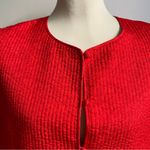 Vintage 1980s Aurora Ruffolo Quilted Jacket Wool Crepe Red Floral Button Medium Photo 3