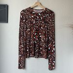 Alexandre Vauthier Brown Leopard Animal Print Long Sleeve Crewneck‎ Tee Size L Size L Photo 1