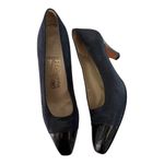Salvatore Ferragamo Vintage  Leather/Patent Pumps Dark Blue Navy black Size 8 AAA Photo 5