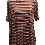 Agnes & Dora Womens Large Striped T-Shirt Dress Burgundy Gold Casual Photo 0