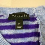 Talbots Lambswool Striped Knit Flare Arms Crewneck Sweater Women's Medium Purple Photo 4