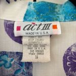 Vintage Act III Made in USA Button Up Cuffed Floral Seashell Shirt Size XL 16 White Photo 2