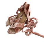 Forever 21 Pink Crushed Velvet Tie Ankle Womens High Heels Size 8 Photo 6