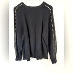 Joie  Daxton Studded Cotton Cashmere Black Crewneck Sweater L Photo 1