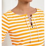 Talbots T by  Lace Up Dress Size XS Yellow Ace Stripe Vacation Preppy Nautical Photo 5