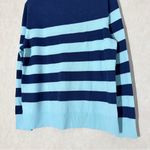 Lands' End Lands’ End 100% Cashmere Turtleneck Sweater in Deep Sea Navy/Aqua Stripe XLT Photo 6