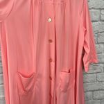 Vintage 60s Shadowline Dressing Robe Pink 3/4 Sleeve Size M Nylon Silky 39" Size M Photo 2