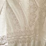 None Vintage 70s Prairie Lace Maxi Dress Flare Bell Sleeve Sheer Western Wedding Photo 10