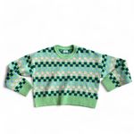 Cotton On Blue and Green Checkered Cropped Women’s Sweater Size Small Photo 3