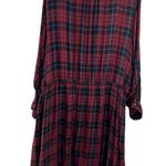 Lane Bryant plaid long sleeve fall casual office dress burgundy 28 plus winter Photo 1