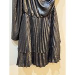 Derek Lam Metallic One Shoulder Pleated Long Sleeve Mini Dress Size‎ 8 EU 44 Silver Photo 6