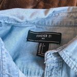 Forever 21 Men Shirt Small Blue Casual Button Front Long Sleeve Chambray Photo 1