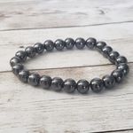 Magnetic Dark Gray Bracelet Metallic Beaded Stretch Bracelet Photo 2