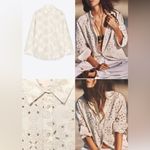 ZARA  NWT embroidered eyelet detail long sleeve button up shirt Photo 2