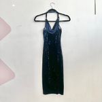 Lulus Blue Crushed Velvet Midi Dress Glam Coquette Wedding Guest Holiday XS Photo 2