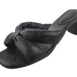 Schutz  Fairy Mid Black Leather Square Toe Block Heels Slip On Sandals Size 7.5B Photo 0