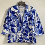 TanJay Womens Floral 3/4 Sleeve Open Front Cropped Jacket Blue White Size L Photo 0
