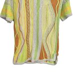 Bergati Womens Sz M Abstract Textured 3D Cable Knit Sweater Multicolor Neon 90s Yellow Size M Photo 2