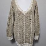 The Limited Vintage  Oatmeal & Beige Hand Knit Vneck Sweater Size Medium Photo 0