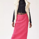 Urban Outfitters  Kimmy Bubble Knit Midi Skirt Pink Crinkle Pull On Size S Photo 0