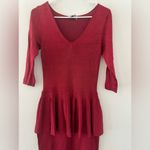 Zac Zac Posen Dress Ruffle Peplum Waist Stretch Knit Slinky 2000s y2k Medium Red Photo 3