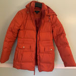 Lands' End  XS Orange Puffer Down Feather Women's Jacket Coat Size 2-4 XS Hood Photo 0