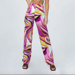 Princess Polly Nellie Retro Marble Print Silky Satin Wide Leg Pants 4 Photo 1