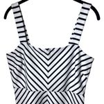 Draper James  Navy Blue Chevron Stripe Midi Dress Coastal Yacht Club Adjustable M Photo 2