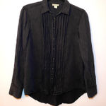 Sundance  Alyona Black Long Sleeve Snap Up Pleated Blouse Top Women's size Small Photo 0