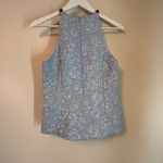 Ganni Pattern Beaded Jacquard Floral Top Sky Blue Sz 38/6 NWT Style F8022 Photo 9