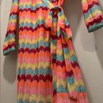 Rubber Ducky NWT Productions Multicolored Rainbow Chevron Striped Wrap Dress - M Photo 9