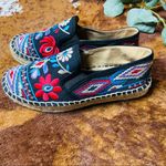 Johnny Was  Black Espadrilles with Colorful Embroidery Photo 6