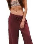 FP Beach Free People Beach Maroon Cropped Gaucho Pants Size XS NWT‎ Photo 0