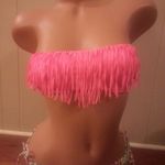 Victoria's Secret NWOT Victoria’s Secret Fringe Bandeau Swim Top Size S Neon Hot Pink Photo 0