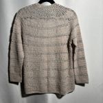 Hand Crocheted Mohair Blend Cardigan Sweater Womens M Beige Dusty Pink Knit SEE Tan Size M Photo 1