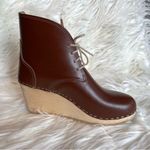 Maguba Leather Wood Wedge Clog Wedge Boot‎ Chocolate Brown Women’s 38 8 Photo 3